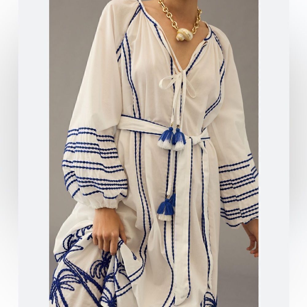 NWT LACE THE LABEL EMBROIDERED PEASANT DRESS Anthropologie Medium - Picture 3 of 16